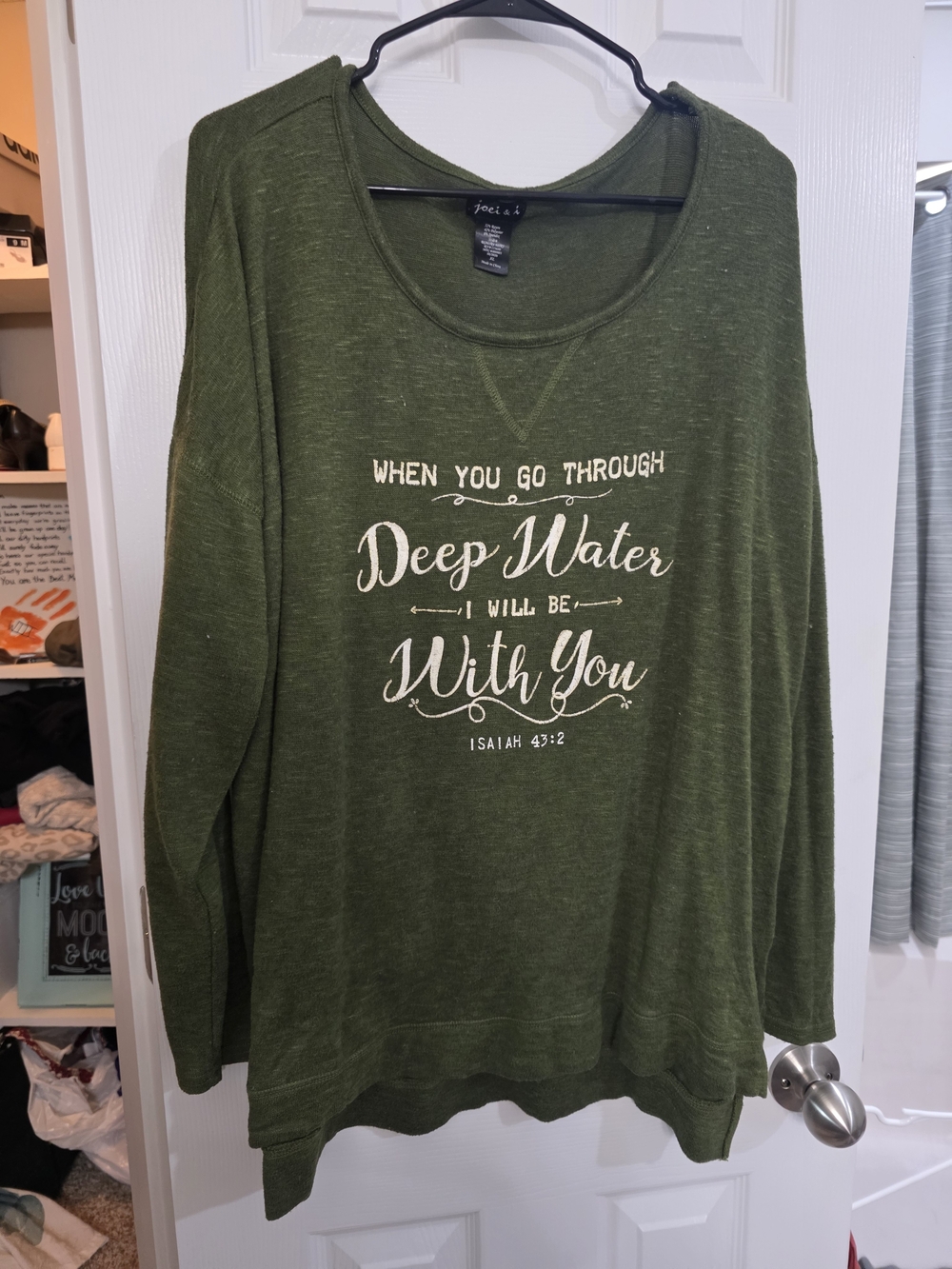 Joie Olive Green Inspirational Graphic Sweatshirt
